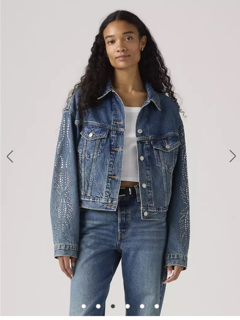 Levi's Blue Denim Jacket with Studded Sleeve Detail